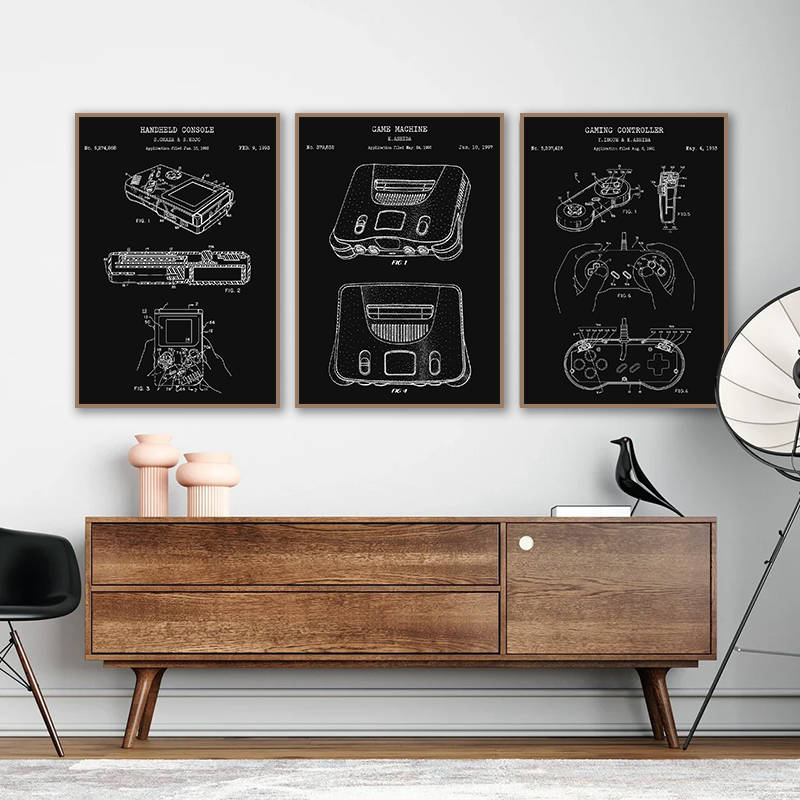 Винтажный постер с чертежами и – обзор и цена Gaming Console Picture